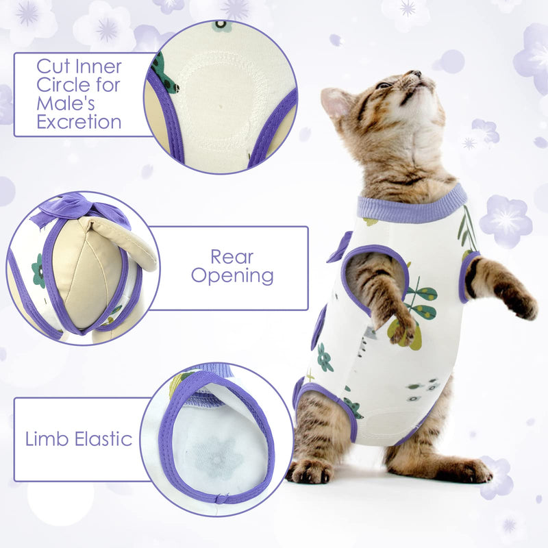 PUMYPOREITY Cat Bodysuit After Surgery, Postoperative Clothing for Cats Body Operation Recovery Anti-leaking for Cat Clothes Castration Body E-Collar Alternative Cat Surgery Recovery Suit (Purple, L) Purple - BeesActive Australia