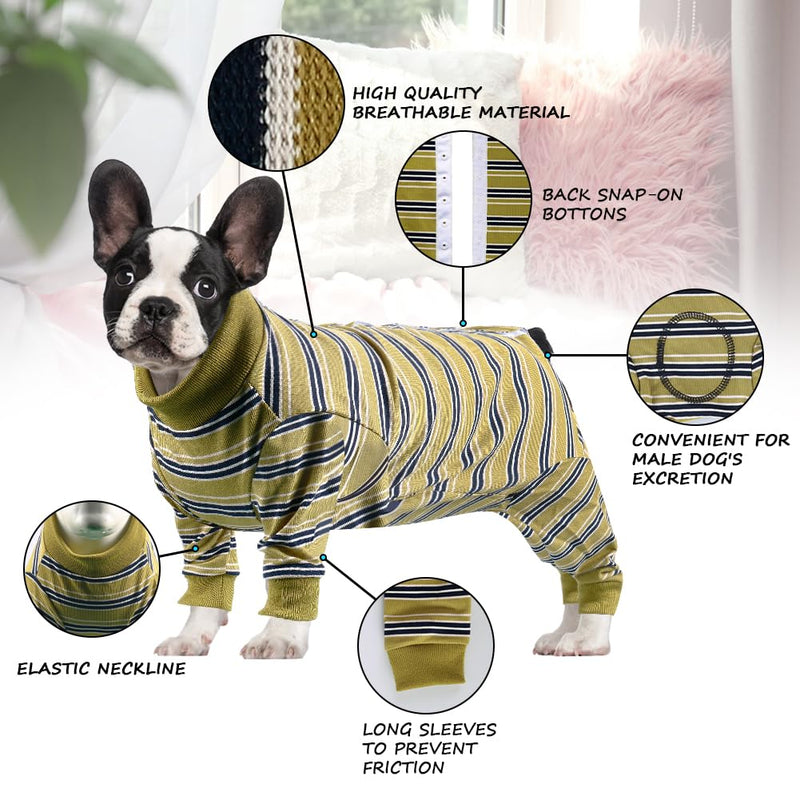 FEimaX dog bodysuit after surgery, dog bodysuit after castration female dog, wound protection suits dog after operations, long-sleeved recovery suit for small medium large dogs (mustard green, XXL) mustard green - BeesActive Australia