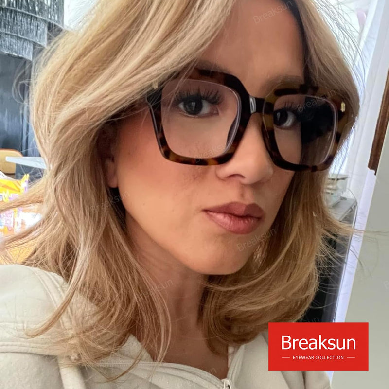 Fashion Oversized Blue Light Blocking Glasses for Women Men Trendy Big Square Frame Computer Eyeglasses A1 Tortoise 63 Millimeters - BeesActive Australia