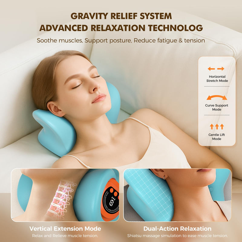Neck Massager 2025 Portable Neck Traction Device, Cervical Stretcher with Heating & Vibration ‚Äì Relieve Muscle Tension, 3-in-1neck pillow Customizable Massage Modes with Wireless Remote Control - BeesActive Australia