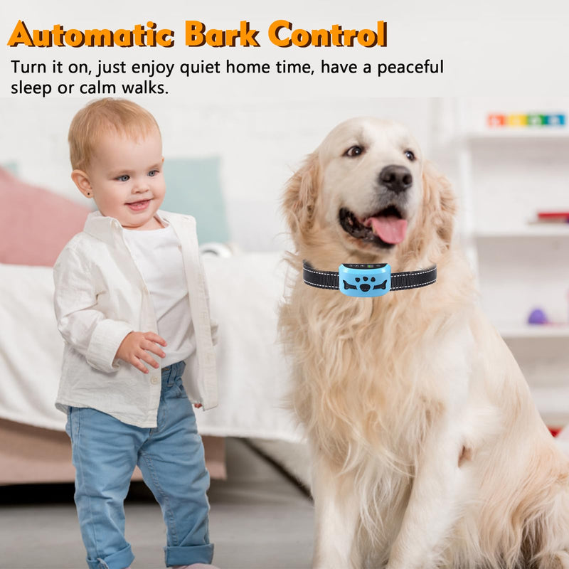 Dog Bark Collar, Anti Bark Collars for Large Medium Small Dogs with 7 Level Sensitivity Adjustable and 4 Stop Barking Modes, Rechargeable Bark Collar No Shock for Dogs with Beep Vibration Shock yellowgreen - BeesActive Australia