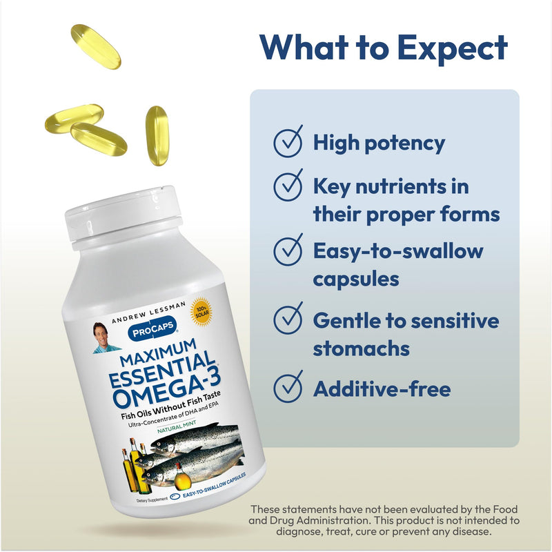 ANDREW LESSMAN ProCaps Maximum Essential Omega-3 Mint, 60 Softgels 60 Count (Pack of 1)