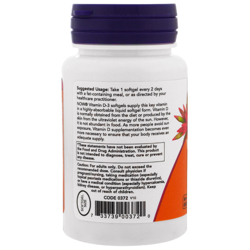 NOW Foods Now Supplements, Vitamin D-3 5,000 IU, High Potency, Structural Support*, 120 Softgels (3 Pack) 360 Count (Pack of 1)