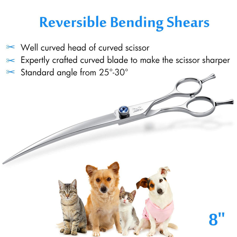 JASON Curved Dog Scissors Professional Grooming Scissors Pet Scissors for Dogs Cats 8 Inch Grooming Scissors Made of Japanese 440C Stainless Steel Curved 8.0"