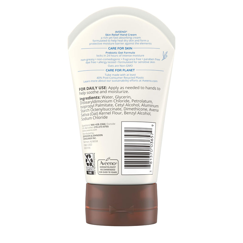 Aveeno Skin Relief Intense Moisture Hand Cream with Soothing Prebiotic Oat for Dry and Sensitive Skin Cream Softens & Smooths Hands & Lasts Through Hand Washing, Fragrance-Free, 3.5 oz - BeesActive Australia