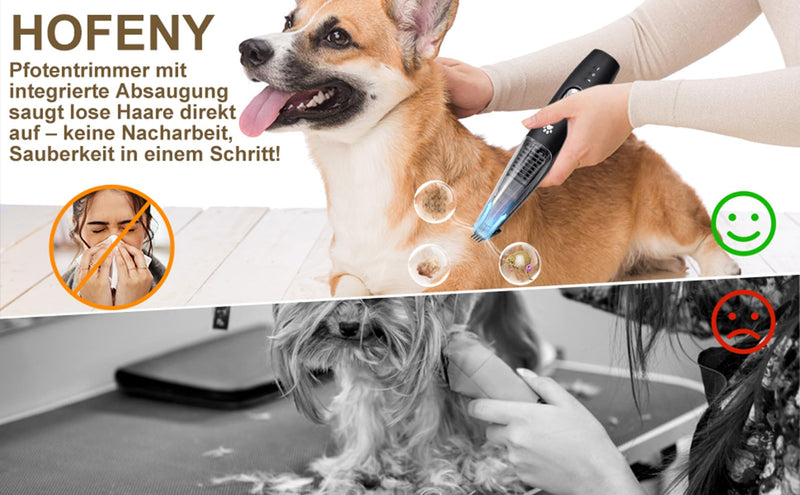 Hofeny Dog Clipper with Vacuum Cleaner, Cat Claw Trimmer, Quiet Paw Clipper, Pet Shaver, Suitable for Dogs, Cats, Paws, Eyes, Ears, Face and Body - BeesActive Australia