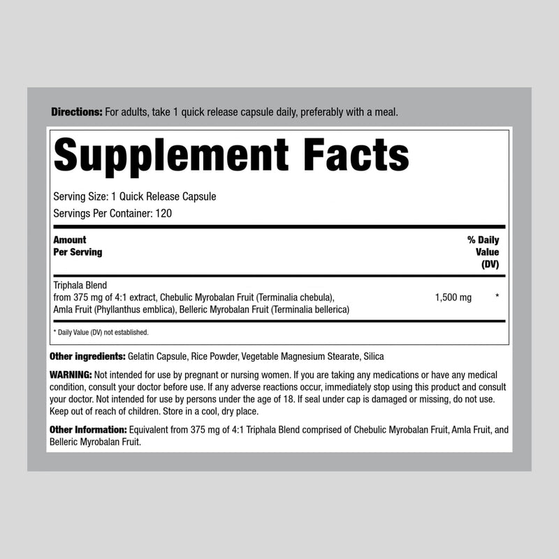 Piping Rock Triphala Capsules 1500 mg | 120 Count | Non-GMO, Gluten Free Supplement - BeesActive Australia