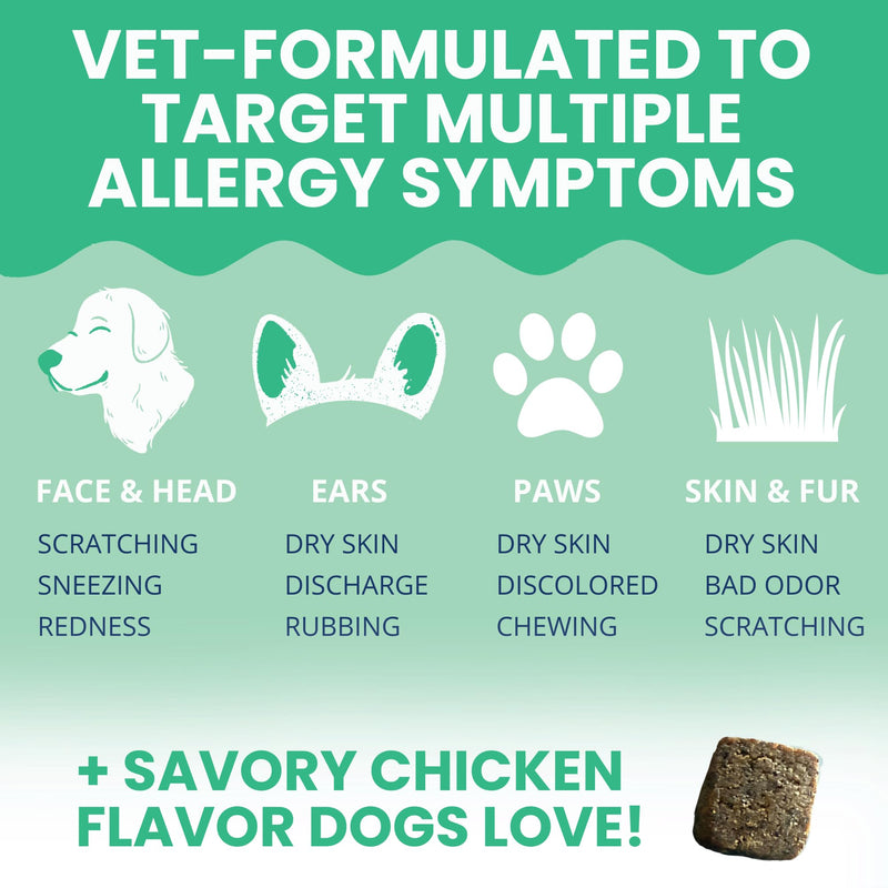 Under the Weather Allergy & Itch Pet Allergy Chews for Dogs | Vet Formulated Skin Support for Canines | Soothing Dog Allergies and Itching Relief Supplement | 60 Count