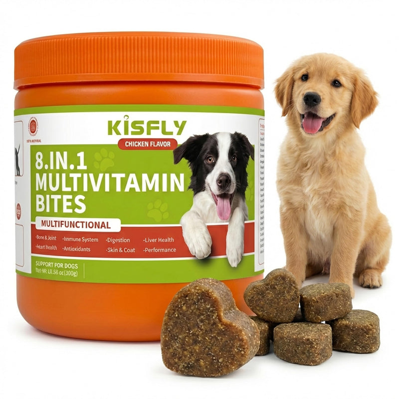 8-in-1 Dog Multivitamin Soft Chews – Glucosamine & Chondroitin for Joint Health, Probiotics for Gut Support, Omega-3 for Skin & Coat, Immune & Digestive Support – All Ages & Breeds – 120 Count 120 Soft Chews