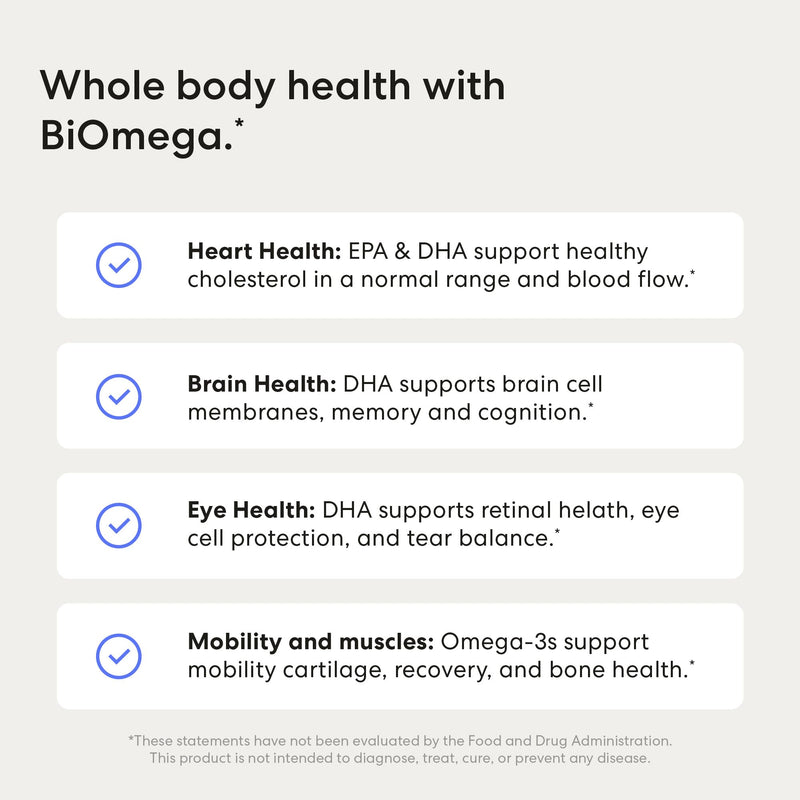 USANA - BiOmega Premium Omega-3 Support Formula - 56 Capsules | Includes EPA & DHA Omega-3s, rTG Fish Oil, 1,000 Mg Omega-3s and Vitamin D For Heart, Brain, Eye and Cellular Support