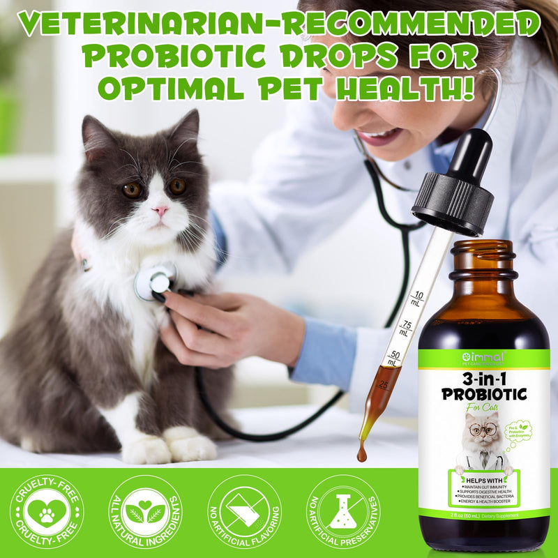 Probiotics for Cats - Cat Probiotic for Digestive & Gut Health, 3-IN-1 Liquid Probiotics Supplements Fast Acting for Constipation, Diarrhea and Gas with Prebiotic & Digestive Enzymes 60ml for cat