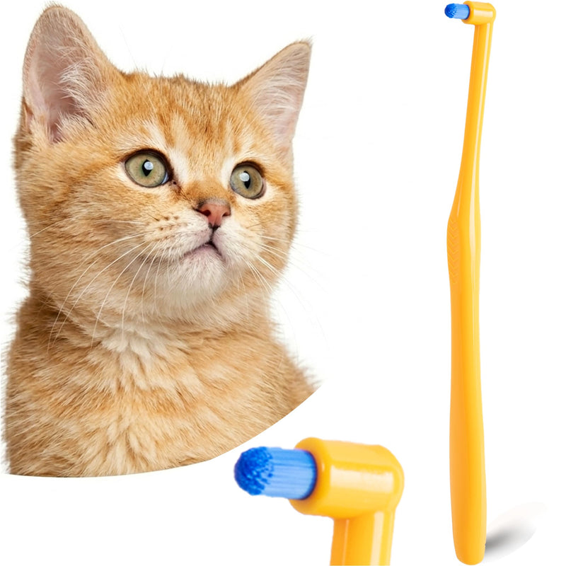 Cat Toothbrush Tuft Head, Small Dog & Puppy Tooth Brushing Kit, Mini Head Teeth Brush for Kitten & Tiny Pet, Doggy Toothbrushes Deep Dental Cleaning, 1 PCS - Orange 1 Count (Pack of 1)