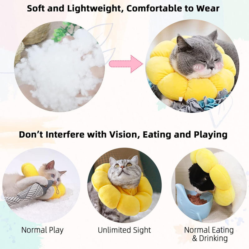 ElevaPulse Sunflower Neck Brace Cat, Adjustable Cat Neck Brace, Cat Neck Brace, Neck Brace for Cats, Cat Neck Collar, for Cats of Small Dogs After Surgery and Injuries (M) - BeesActive Australia