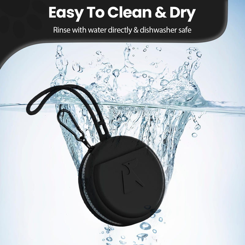 Dog Treat Pouch Small Bag with Training Clicker, Fresh-Keeping Silicone, Metal Zipper, Integrated Wristband, Mini Portable Pocket Size, Easy to Clean, Pet Travel Walking Bag for Leash (Black) Black - BeesActive Australia