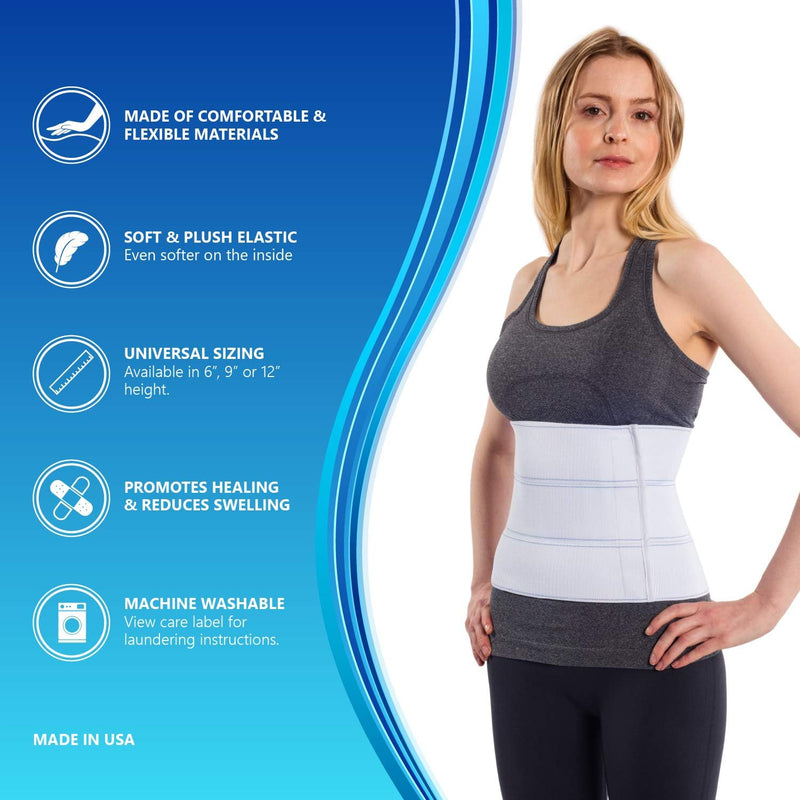 NYOrtho Abdominal Binder Lower Waist Support Belt - Compression Wrap for Men and Women MADE IN USA (45" - 60") 3 Panel - 9" 3 Panel - 9" High 45-60 Inch (Pack of 1)