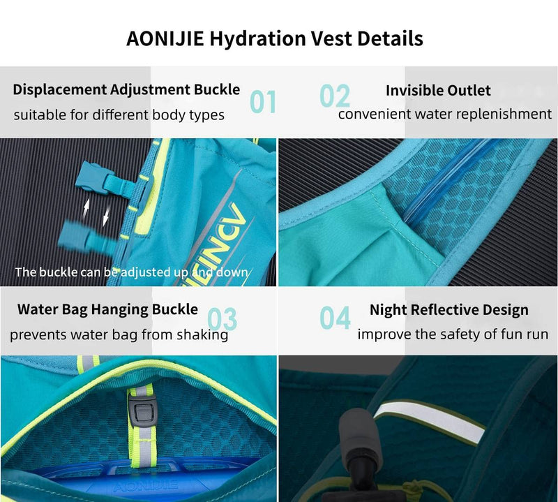 AONIJIE Waterproof and Breathable Running Hydration Vest for Women Men, 4.23oz Lightweight Hydration Vest Backpack Fits 6.8" Phones, for Hiking Cycling Race Marathon Black