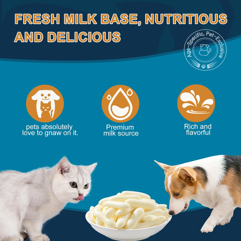 Natural High Protein Pet Milk Sticks - 100g Can Calcium Supplement Training Treats for Dogs & Cats Healthy Daily Snack，Teeth Cleaning，Dental Care A1