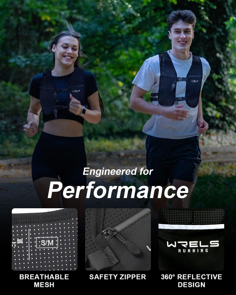 Running Vest with Running Water Bottle,Adjustable Reflective Hydration Vest with Waterproof Phone Holder for Women Men,Lightweight Water Vest for Outdoors black with 500ml soft flask Large/X-Large