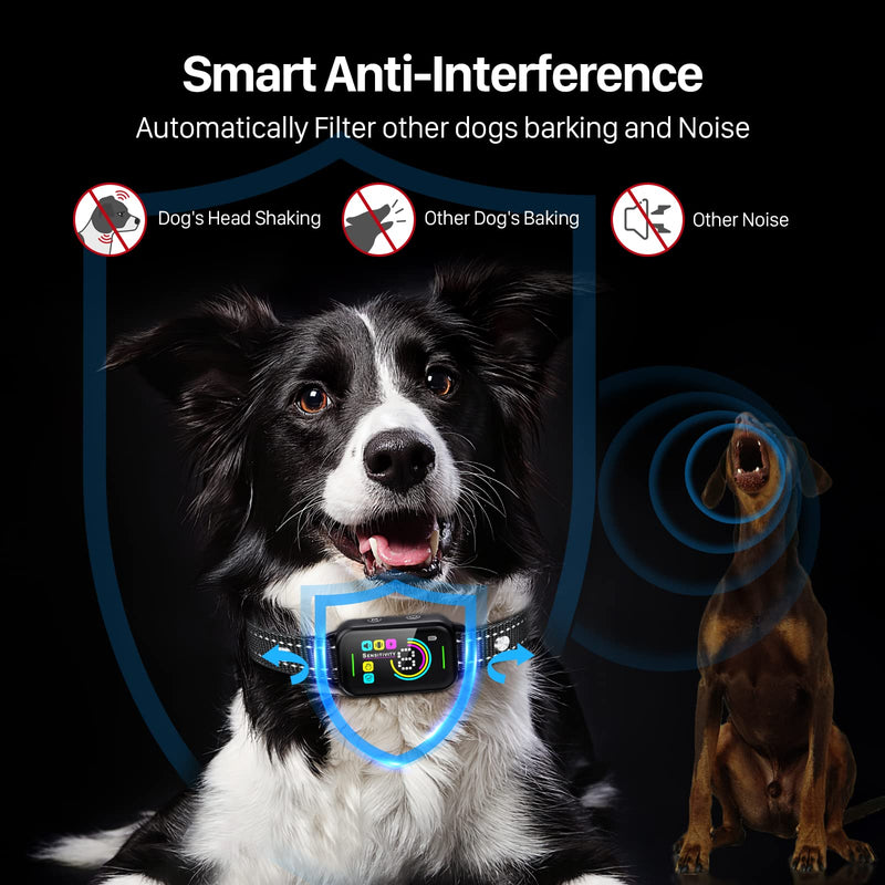 Dog Bark Collar, DINJOO Bark Collar for Large Medium Small Dogs,Smart Bark Collar,Rechargeable Anti Barking Training Collar with 8 Adjustable Sensitivity,Bark Shock Collar with Beep Black - BeesActive Australia