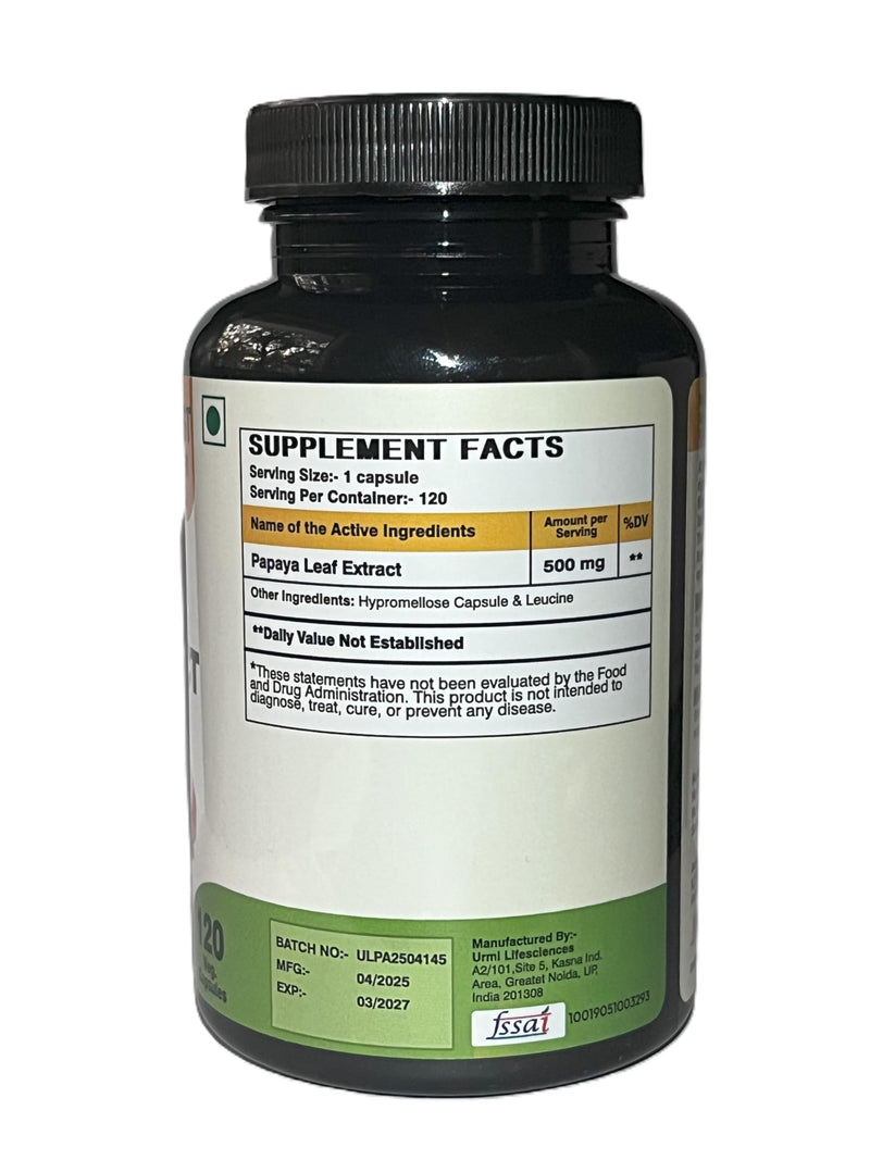 Papaya Leaf Capsules 500Mg Natural Papaya Leaf Extract 120 Vegan Capsules Non GMO Gluten Free Herbal Supplement No Fillers Or Additives - BeesActive Australia