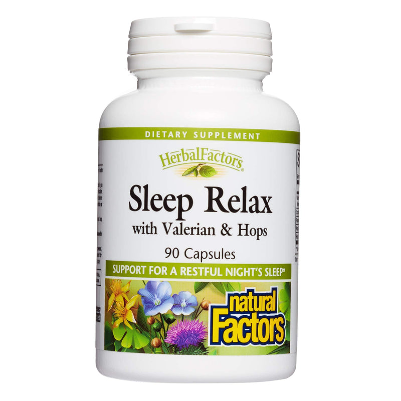 Natural Factors Herbal Factors Sleep Relax Formula, Natural Sleep Aid with Valerian Root, Passion Flower and Skullcap, Non-GMO, 90 capsules (90 servings) - BeesActive Australia