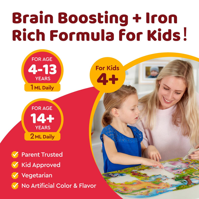 Liquid Iron Supplement for Kids, Kids Multivitamin with Iron Drops with Zinc, Vitamin B Complex, Folate - Support Blood Builder & Energy, Iron Deficiency for Women, Men, Vegan Strawberry 2 Fl Oz 2 Fl Oz (Pack of 1)