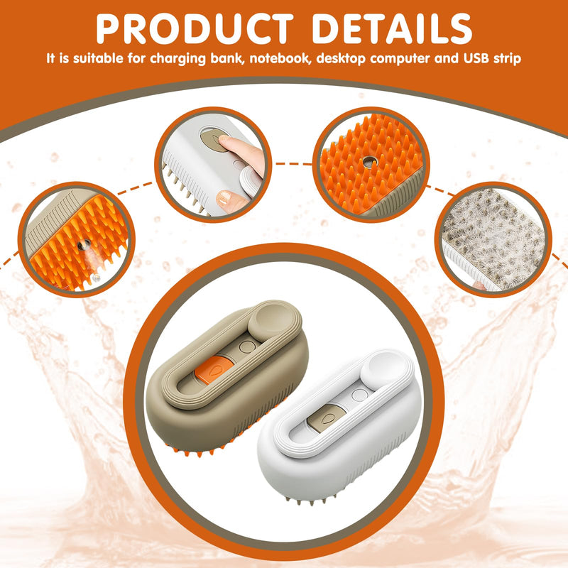 2 pieces cat steam brush, steam cat brush, steamy cat brush, cat brush with steam, cat steamy brush, grooming brush for cats, 3 in 1 steam brush for cats, dogs, rabbits and other pets - BeesActive Australia