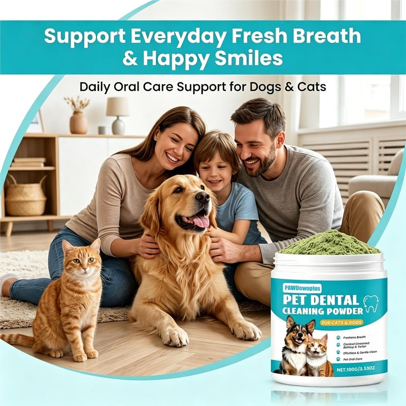 Pet Dental Cleaning Powder for Dogs & Cats – Probiotic Dental Powder for Fresh Breath, Plaque & Tartar Support – Daily Oral Care for Small Medium Large Dogs & Cats