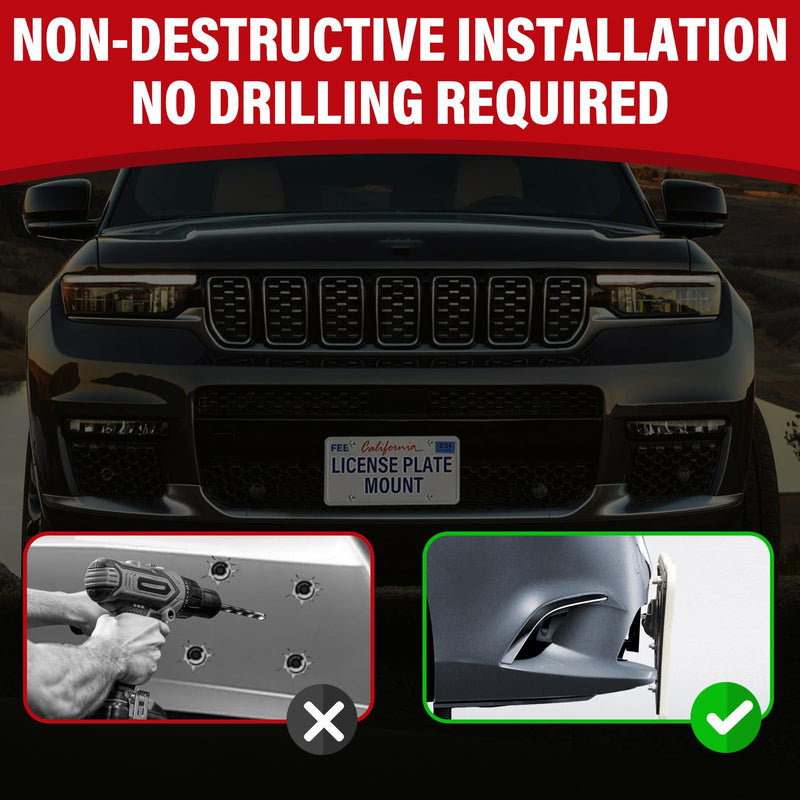 No Drill Front License Frame Compatible with Jeep Compass MP/552 Grand Cherokee WK2 Grand Cherokee 4xe WL Grand Wagoneer WS Wagoneer WS Anti-Theft License Plate Grille Mount Holder Car Tag Covers Compass MP552,GC WK2/4xe WL,GW WS,Wag WS - BeesActive Australia