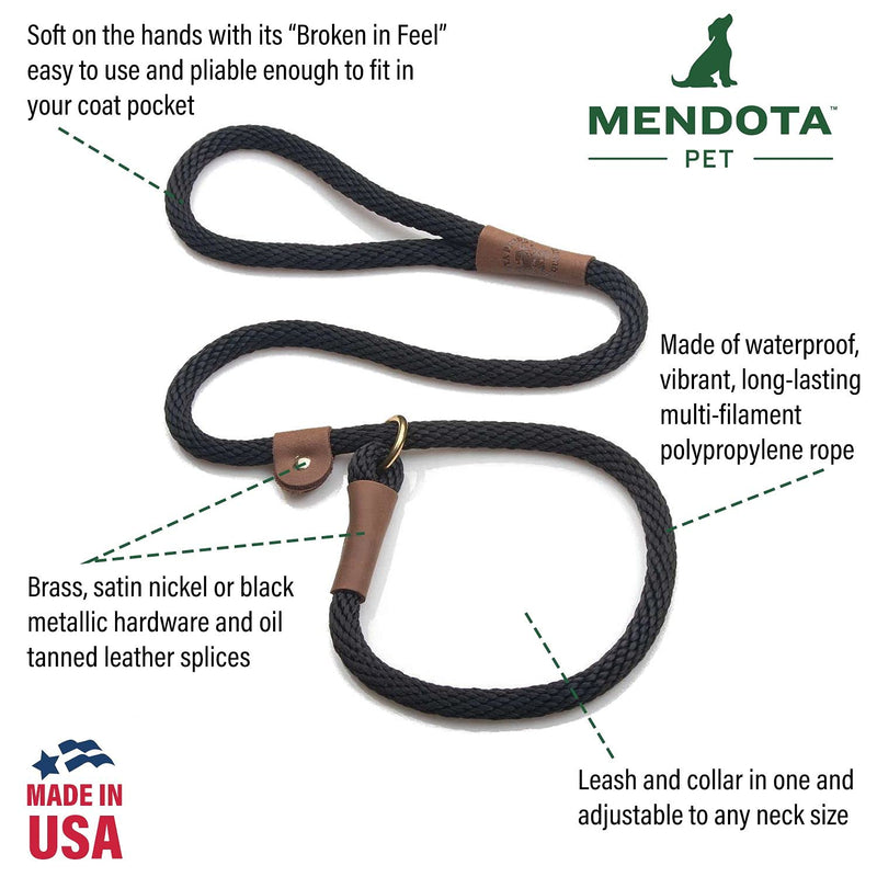 Mendota Pet Slip Leash - Dog Lead and Collar Combo - Made in The USA - Black Confetti, 1/2 in x 6 ft - for Large Breeds - BeesActive Australia