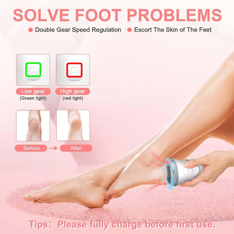 Professional Electric Feet Callus Remover,Portable Rechargeable Foot File Pedicure Tools with Vacuum Adsorption Foot Grinder 2 Speed 3 Grinding Heads, Ideal for Dead Skin/Powerful Exfoliation Auto - BeesActive Australia