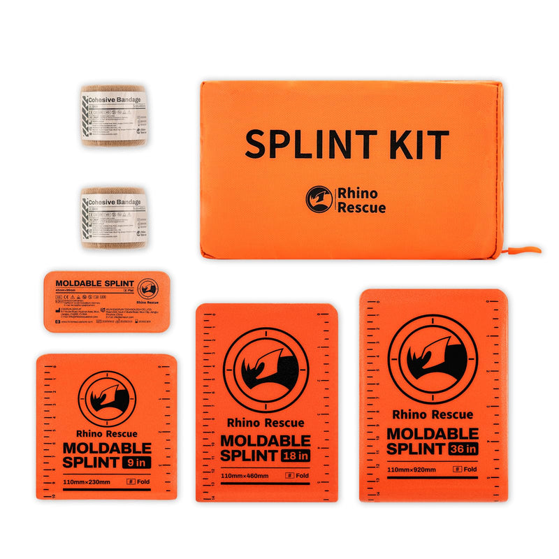 RHINO RESCUE First Aid Splint 36" X 4.3" Orange-Gray, Keep Bones in Position (6, Splint Bundle) Bundle Kit