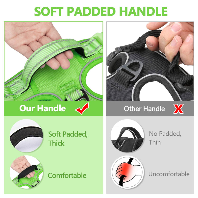 PoyPet No Pull Dog Harness, No Choke Reflective Dog Vest, Adjustable Pet Harnesses with Easy Control Padded Handle for Small Medium Large Dogs(Green Matching Trim,L) L Green(Matching Trim) - BeesActive Australia