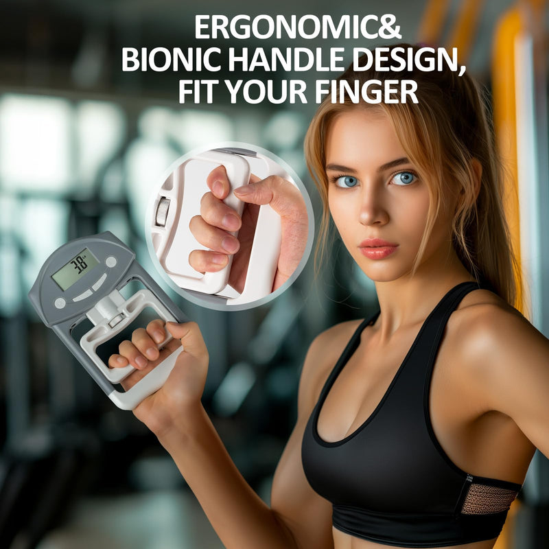 Grip Strength Tester, Hand Grip Dynamometer, Electronic Hand Grip Strength Tester Grip Strengthener Hand Exerciser Meter Digital Hand Grip Training Gauge 220 Lbs / 99 Kgs for Sports, School, Office and Home Use Black