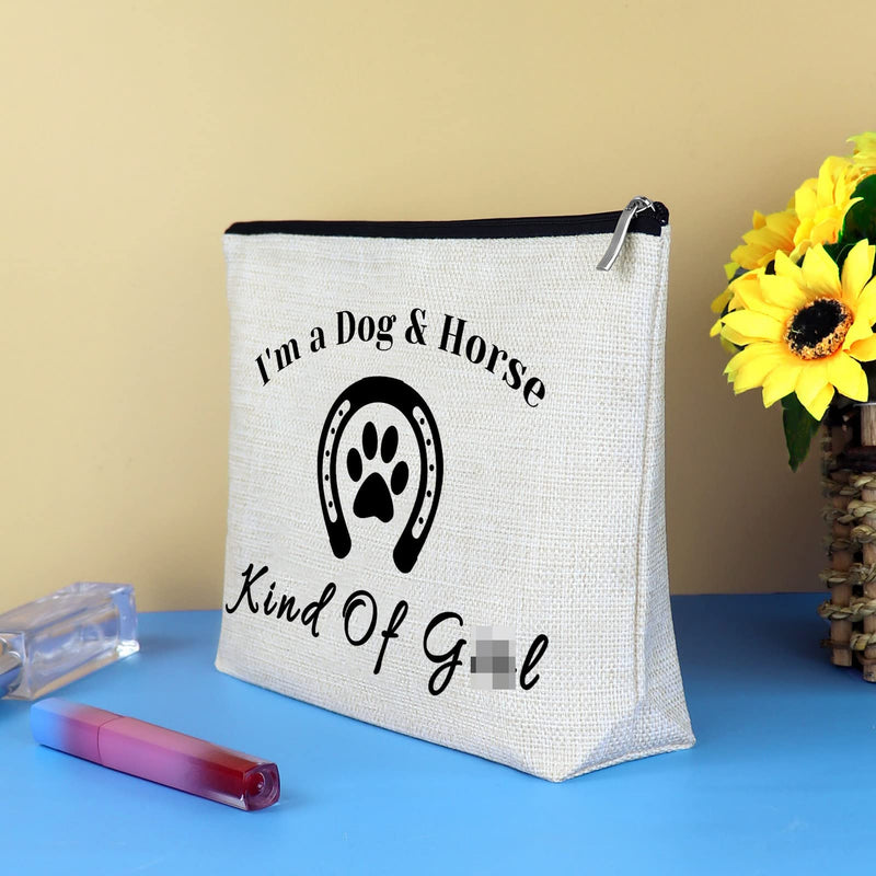 Dog and Horse Gifts for Women Makeup Bag Dog Lover Gifts Horse Lover Gift Country Travel Cosmetic Bag Paw Horseshoe Gift Equestrian Gift Birthday Christmas Gift for Dog Horse Lover Friend Sister 629 Dog and Horse - BeesActive Australia