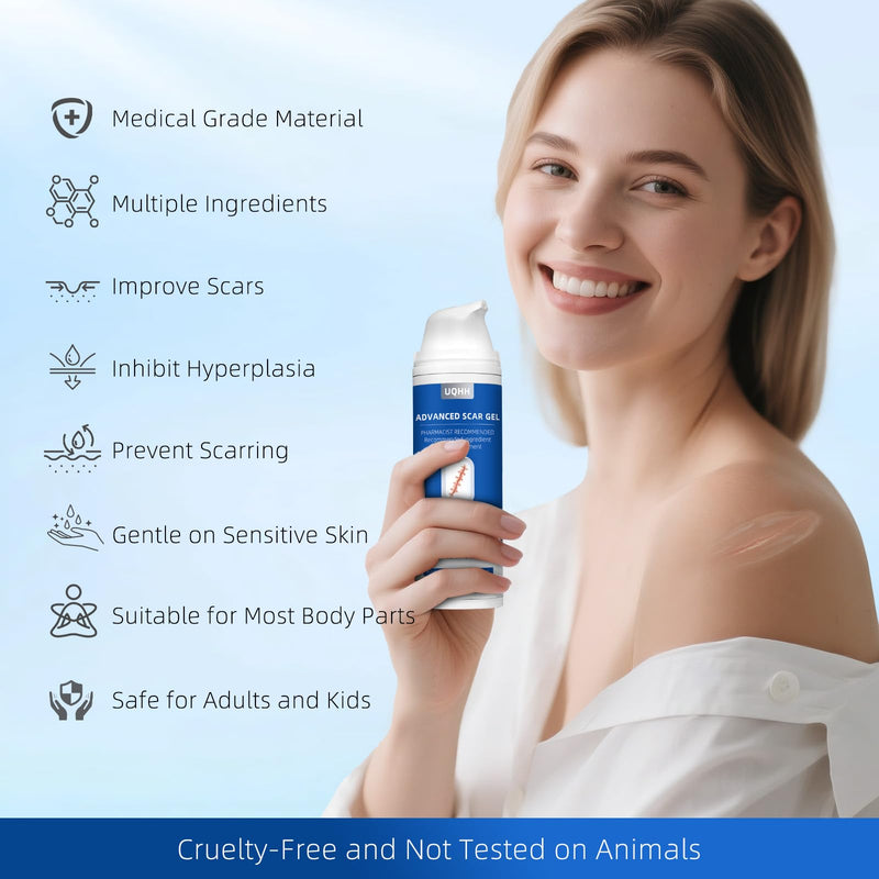 Silicone Scar Gel for Old and New Scars, Stretch Marks & Acne Scar Removal, Advanced Silicone Scar Cream for Surgical, Burn, Keloid, Injury & Acne Scars, Fast Absorbing Gel, 1.76 oz (50ml)