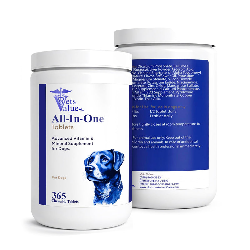 365-Day Multivitamin for Dogs, All-in-One Daily Supplement – Supports Joint Health, Immune Function, and Skin & Coat – Full Year Supply – Essential Vitamins & Minerals for Daily Wellness, All Breeds