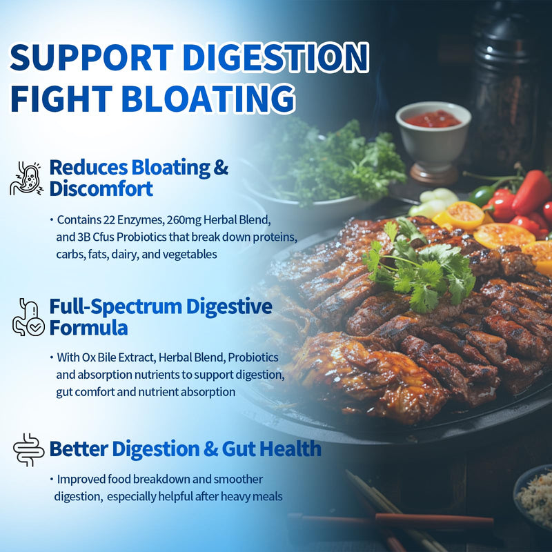 VivoNu Digestive Enzymes | 22 Enzymes with Organic Prebiotics & Probiotics | Supports Digestion* of Protein, Carbs, Fiber & Dairy | 180 Capsules 180 Count (Pack of 1)