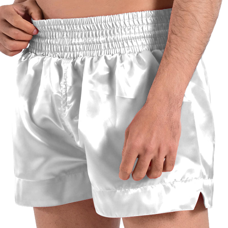 ROAR-INT Muay Thai Shorts MMA Gym Boxing Fighting Trunks Kick Martial Arts Gear Large White