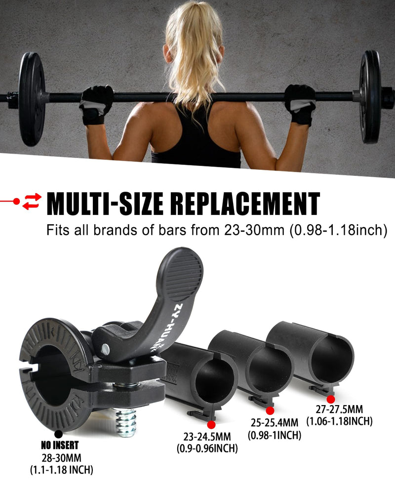 Pro Barbell Clips 1 inch Barbell Clamps 0.9-1.18inch Quick Release Weight Clips for Bars Multi-Size Adjustable Olympic Barbell Clamps Black - BeesActive Australia