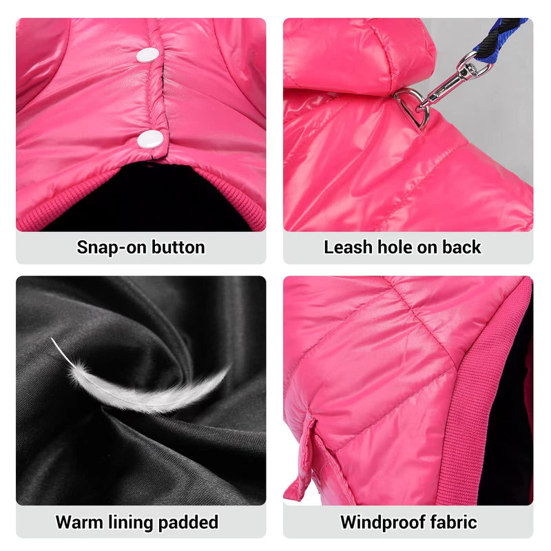 lesypet Dog Coats for Small Dogs, Dog Jacket Warm Dog Winter Coat Windproof Puffer Jacket for Puppy, Chihuahua, Pink M Medium - BeesActive Australia
