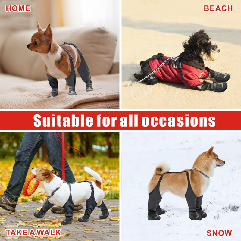 Idepet Dog Suspender Boots, Canada Pooch Tall Dog Boots Anti-Slip & Fall Waterproof Dog Shoes Leggings, Adjustable Suspender Boots for Dogs Winter Snow Rain Hiking Paws Protector(Black, 4) Black - BeesActive Australia