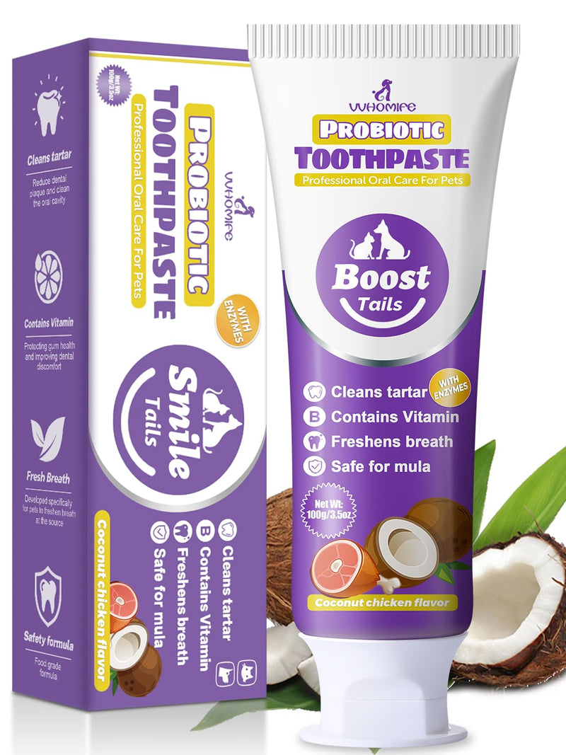 Cat Toothbrush for Kitten Teeth Cleaning + Natural Coconut Oil Cat & Dog Toothpaste