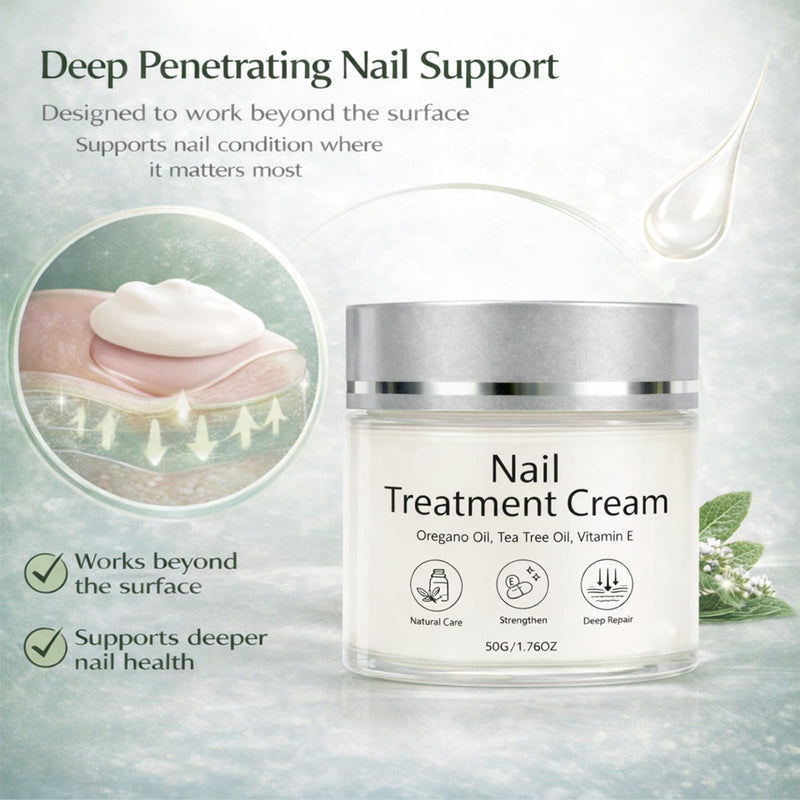 Nail Treatment Cream, Nail Repair Cream for Damaged, Cracked, Thin Nails, with Tea Tree Oil, Oregano Oil, Vitamin E, Improves Nail Appearance, Nail Strengthener & Growth, 50G/1.76OZ - BeesActive Australia