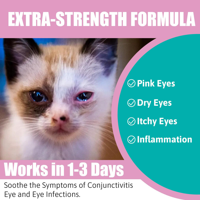 Cat Eye Conjunctivitis Eye Treatment for Cats, Dogs, Livestock and Horses, Pink Eye Solution Safe and Soothing Cat Dog Eye for Infection, Powder Formula, 100g