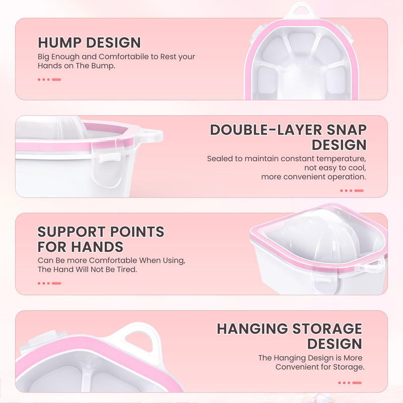 Hand Toe Nail Soaking Bowl: 12PCS Large Size Hand & Foot Nail Soak Off Bowl for Nail Lovers - Acetone Proof Toe Soaking Tray with Manciure Pedicure Tools for Dip Powder Gel Polish Remover (Pink,Pink) Pink,Pink