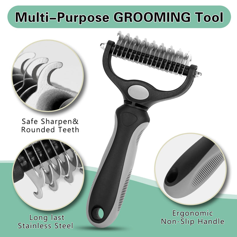 Deshedding Brush - Double-Sided Undercoat Rake for Dogs & Cats - Shedding Comb and Dematting Tool for Grooming, Extra Wide - BeesActive Australia