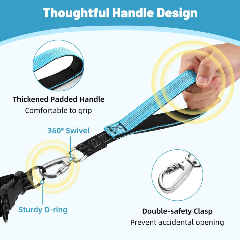 VavoPaw Hands Free Dog Leash for 2 Dogs with Pouch, Waist Leash for Dog Walking, Jogging, Hiking, Retractable Leashes with Dual Padded Handles, Adjustable Reflective Belt for Small, Medium, Large Dogs Black/Blue 2 Leashes - BeesActive Australia