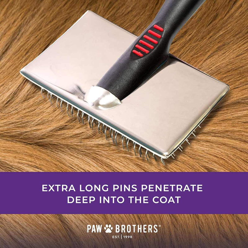 Paw Brothers Professional Grade Extra Long Slicker Brush - Ergonomic Handle, Removes Loose Undercoat and Tangles for Dogs Extra Long Hard Pin - BeesActive Australia