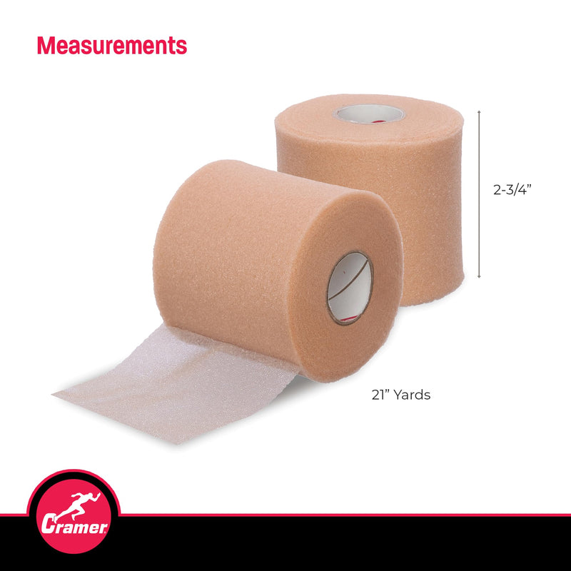 Cramer Tape Underwrap, Case of 3, Beige, Non-Latex Pre Wrap to Protect Skin from Irritation and Discomfort Caused by Athletic Tape, Tearable Sports Wrap, Non-Adhesive, 2.75" x 21 Yards 3 Roll - BeesActive Australia